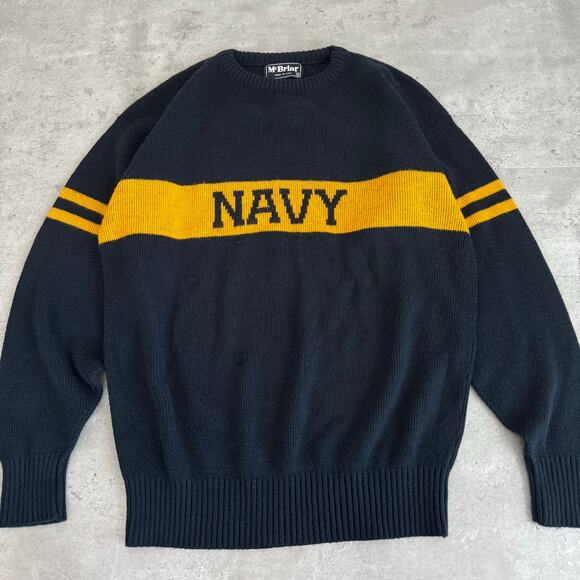Vintage McBriar US Navy knit pullover navy blue sweater size small - Picture 1 of 6